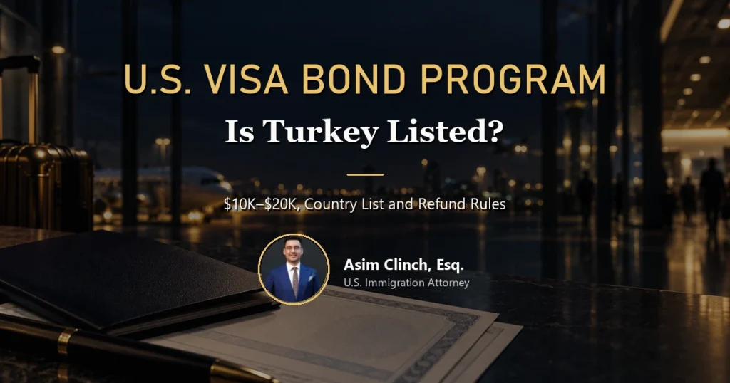 U.S. visa bond program; whether Turkey is listed and the bond amounts