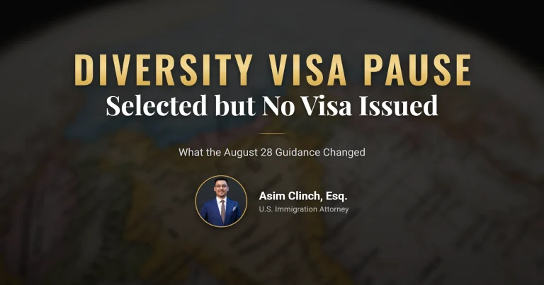 Diversity visa pause notice reviewed by a Green Card lottery selectee