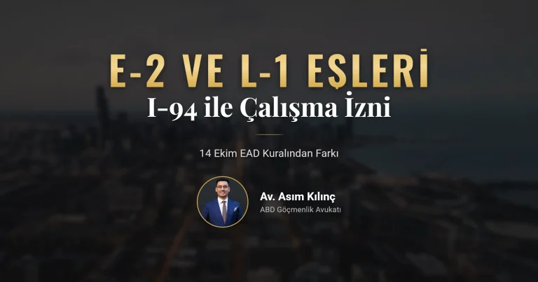 E-2 eşi çalışma hakkını gösteren I-94 kaydı