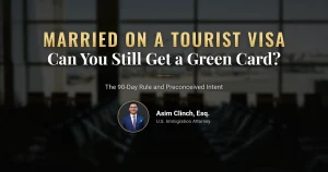 marriage on a tourist visa timeline showing entry marriage and green card filing