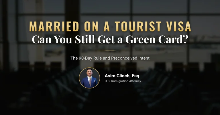 marriage on a tourist visa timeline showing entry marriage and green card filing