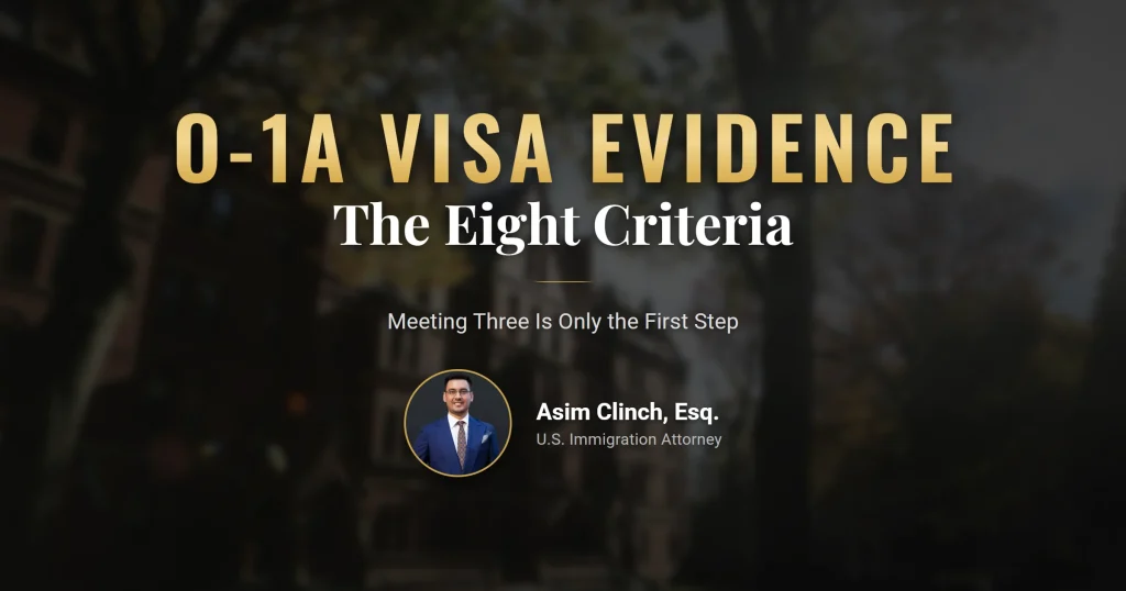 O-1A evidence checklist showing eight regulatory criteria