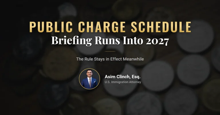 Public charge lawsuit schedule with 2026 and 2027 deadlines