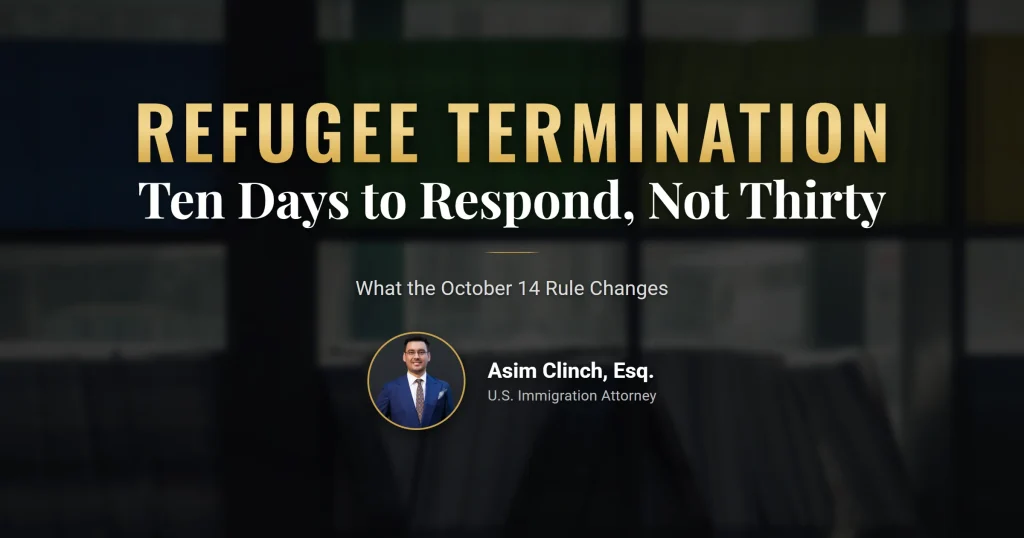 Refugee termination notice with a ten-day calendar